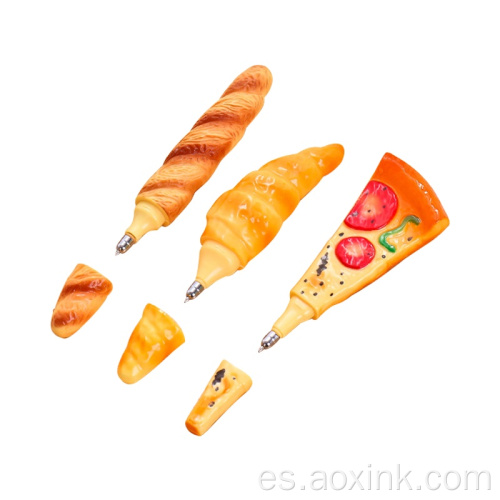 Dibujos animados gel pizza forma baguette bolígrafo pluma